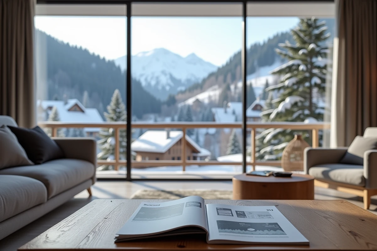 Appartement Pierre et Vacances en montagne avec vue panoramique sur un village alpin enneigé