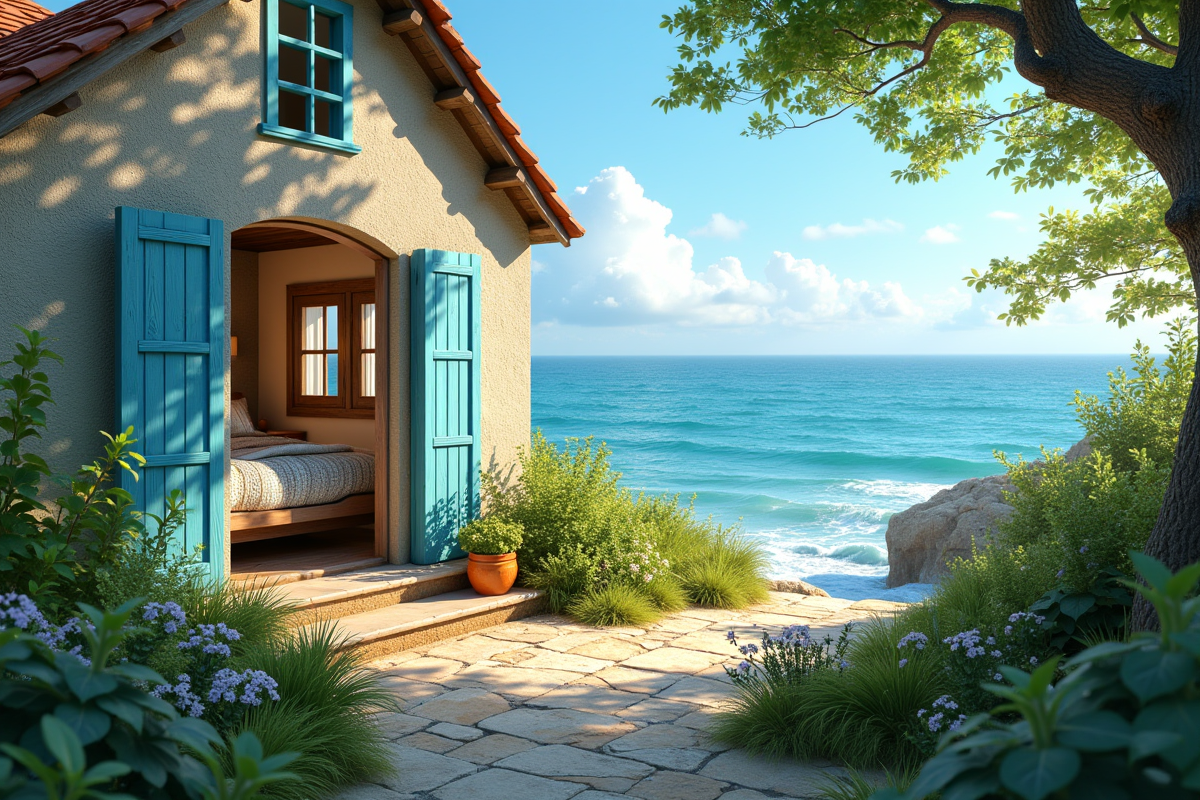 Charmant cottage côtier avec vue sur la mer et intérieur lumineux