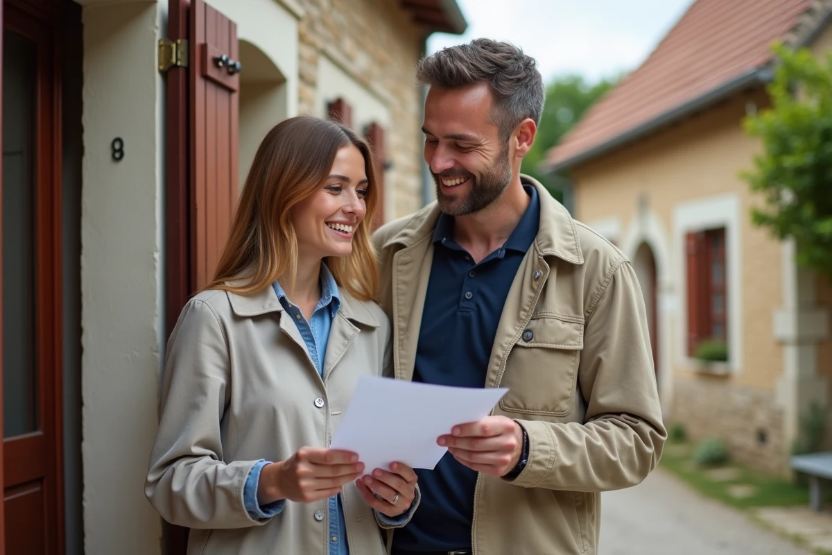 Couple découvrant une maison à louer en Haute-Loire à proximité des services essentiels