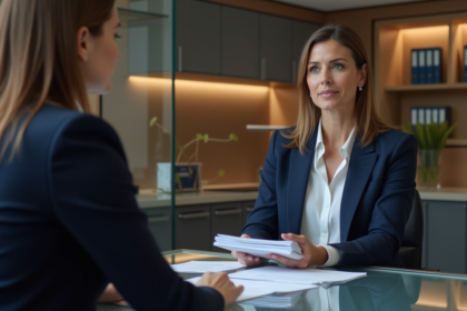 Femme d'affaires confiante avec documents financiers