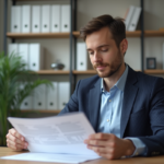 Homme d'affaires en costume dans un bureau moderne