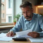 Homme d'âge moyen examinant des factures de location