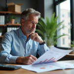 Homme d'affaires étudiant un graphique d'amortissement