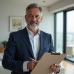 Homme en costume dans un appartement moderne