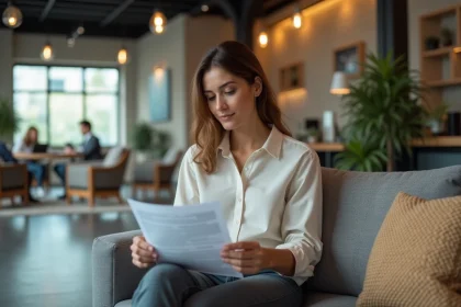Jeune femme professionnelle dans un espace moderne de bureau