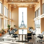 Bureau moderne pour dix postes à Meudon, espace de travail flexible