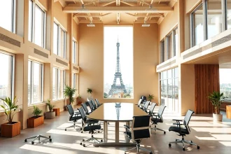 Bureau moderne pour dix postes à Meudon, espace de travail flexible