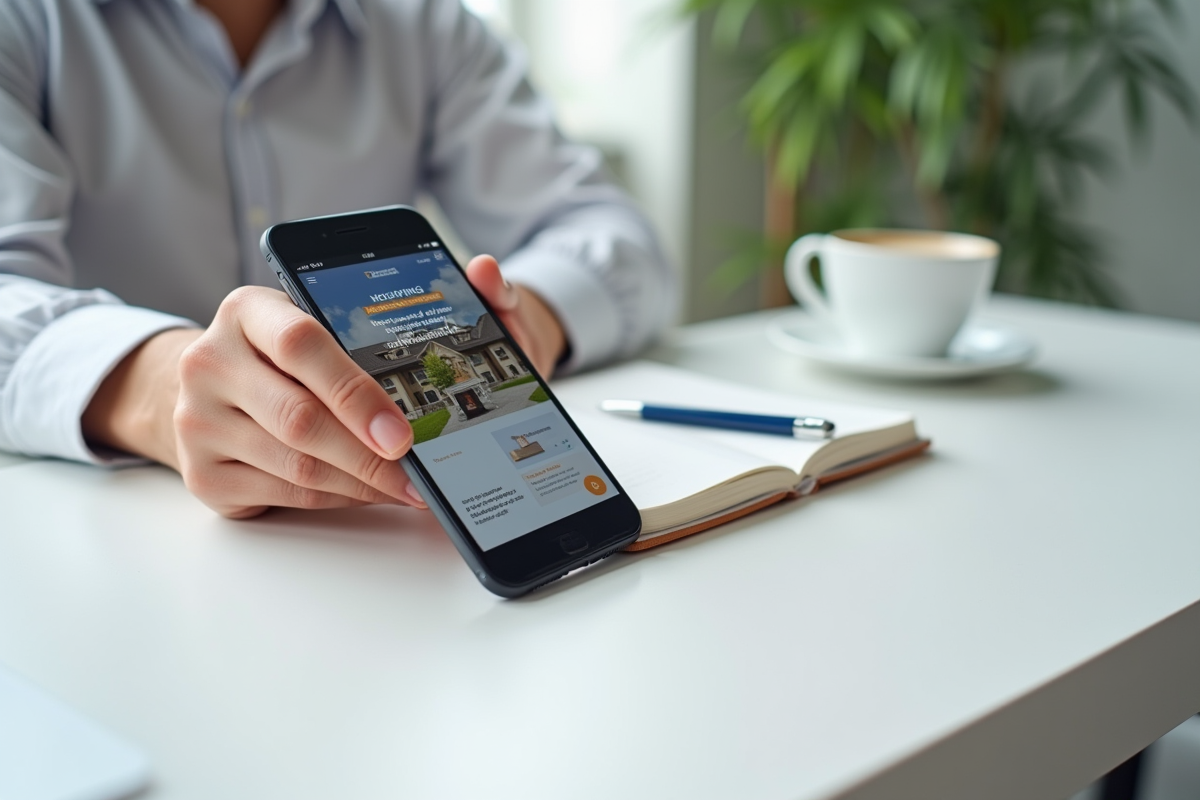 Mains tenant un smartphone avec site d