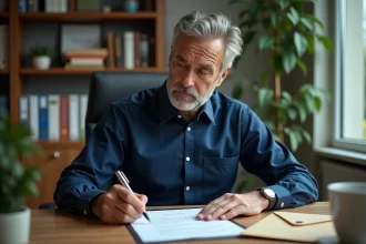 Propriétaire rédigeant une lettre de congé pour son locataire conformément à l'article 15 de la loi du 6 juillet 1989