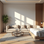 Salon moderne dans une location de vacances lumineuse